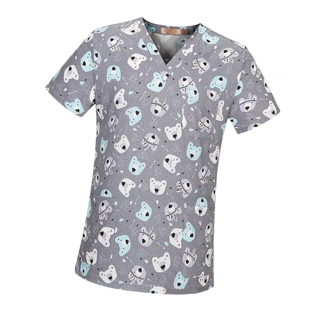 Ropa de trabajo enfermera uniforme Top exfoliante cuello en V gris XL SG
