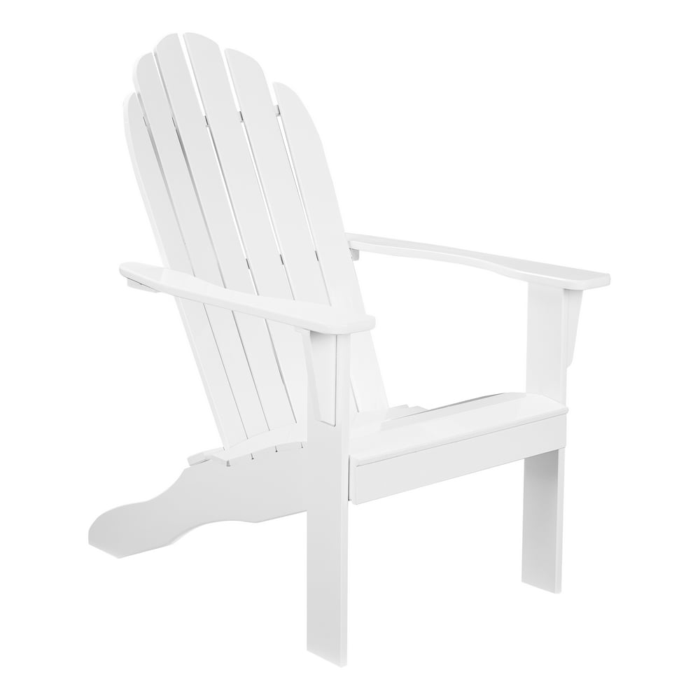 Mainstays Wooden Outdoor Adirondack Chair, White Finish, Solid Hardwood