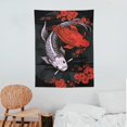 thumbnail image 3 of Nawypu Japanese Yin Yang Koi Fish Tapestry, Cool Red and Black Anime Sakura Art Tapestries Vertical Wall Hanging for Men Bedroom Living Room Office Decor Asian Cherry Blossoms Poster Blanket, 3 of 7