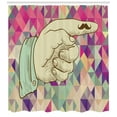 thumbnail image 3 of Hipster Shower Curtain, Vintage Icons Human Hand with a Mustache on Retro Colored Triangles Background, Fabric Bathroom Set with Hooks, 69W X 84L Inches Extra Long, Multicolor, by Ambesonne, 3 of 3