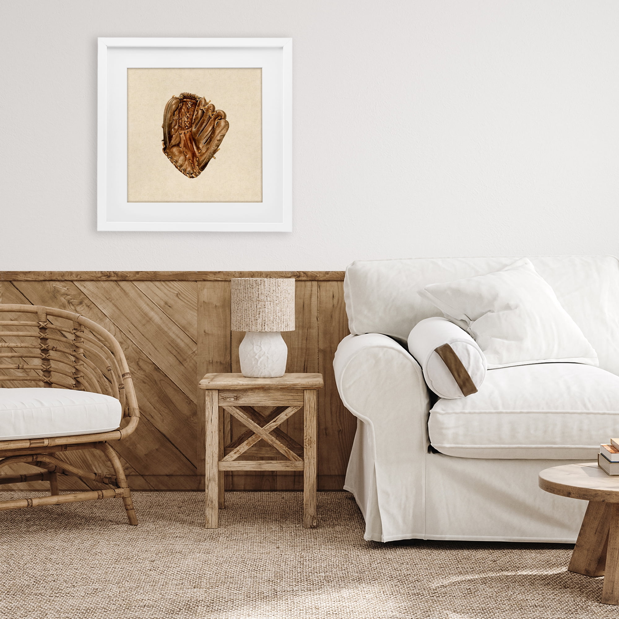 Stupell Industries All Star Baseball Glove White Framed Print Under Glass, design by Bethany Sandoval