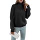 thumbnail image 1 of Suéter de punto de cuello alto para mujer, elegante, transpirable, con cierre de cremallera, suéter suelto con cremallera de cuello alto para mujer, negro M, 1 of 8