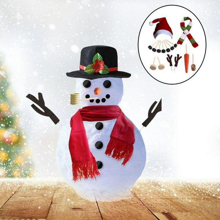 TheFeistyDragon Snowman Kit. Snowman Hat, Scarf, and Carrot for Winter Snowman Decoration. Snowman Dress Up Kit.