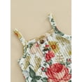 thumbnail image 5 of Baby Girl's 2pcs Outfits Flower Print Sleeveless Sling Romper + Elastic Waist Flared Pants Set, 5 of 9
