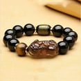 thumbnail image 2 of Natural Red Agate Scripture Barrel Beads Yellow Tiger's Eye Pi Xiu Bracelet, 2 of 2