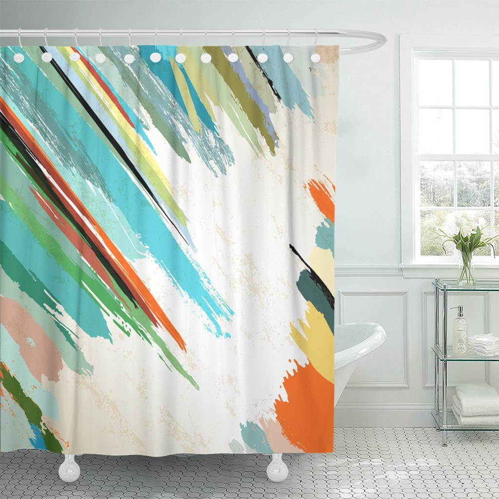 KSADK Orange Modern Abstract Paint Strokes Free Green Canvas Turquoise