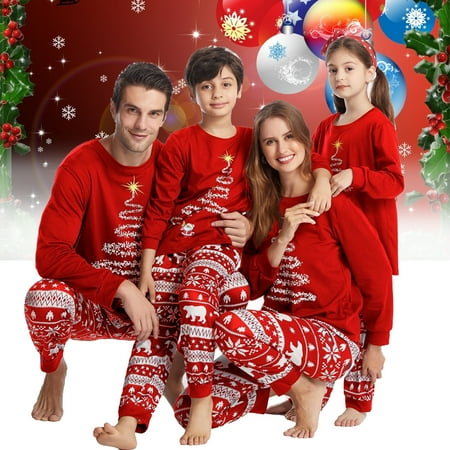 

Family Matching Christmas Pajamas for Adult Print Sleepwear Holiday Pjs Men Women 2 Pieces Set