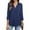 Dark Blue, variant on Nlife Women V Neck 3/4 Sleeve Solid Color Pleated Blouse
