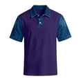 thumbnail image 7 of Blekii Men's Denim Patchwork Short Sleeve Polo Shirt Slim Fit Casual Button down Plum L, 7 of 7