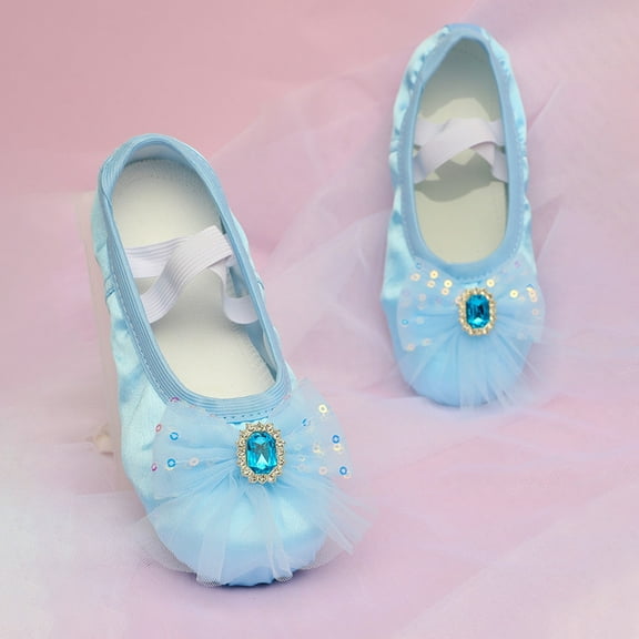 ZHOGXU Children Kids Girls Dance Shoes Non Slip Soft Sole Comfortable Breathable Ballet Yoga Shoes For Performance Indoor Wear,Blue,2-2.5 Years