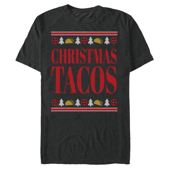 Marvel Deadpool Wade Wilson Christmas Tacos Holiday - Short Sleeve Blended T-Shirt for Adults - Customized-Dark Heather