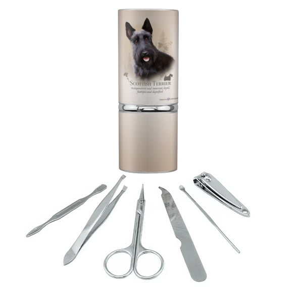 Scottish Terrier Scottie Dog Breed Stainless Steel Manicure Pedicure Grooming Beauty Care Travel Kit