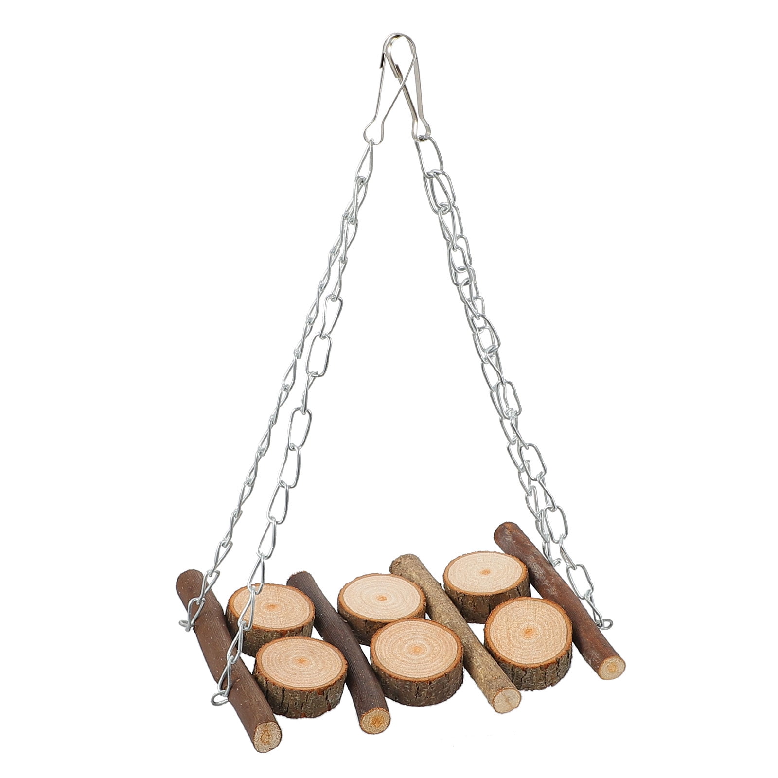 WEAVILUX Bird Parrot Toys Wooden Swing For Parakeet Light Brown 1Set