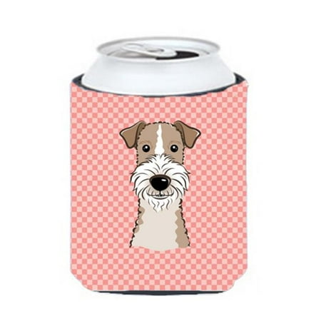 

Checkerboard Pink Wire Haired Fox Terrier Can Or Bottle Hugger 12 Oz.