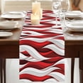 thumbnail image 3 of Table Runners 72 Inches Long Dress Scarves, Red White Moire Farmhouse Kitchen Table Runner, Coffee Tablerunners, Modern Abstract Art 16x72 Inch, 3 of 9