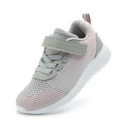 Weestep Girls and Biy Lightweight Knit Comfort Running Sneaker Shoe(9 Toddler, Grey/Pink)