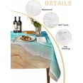 thumbnail image 2 of Aqua Ombre Coastal Table Cloth, Summer Nautical Beach Ocean Seaside Waterproof Tablecloth for Square Tables, Reusable Washable Fabric Table Cover for Restaurant Kitchen Dining Tables 60"x60", 2 of 6