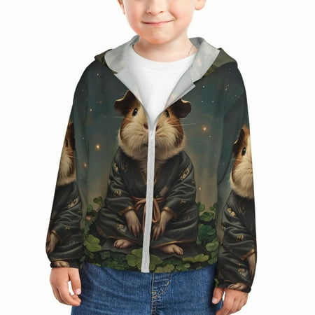 

Gaeub Lotus Leaf Starry Sky Guinea Pig Print Athletic Sun Protection Hoodie for Kids Long Sleeve Outdoor UV Shirt Running Fishing Top for Boys Girls-3 Years