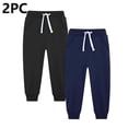 thumbnail image 2 of AHTJRT 2 Pack Kids Unisex Pants Warm Fall Winter Elastic Waist Drawstrings Sweat Pants with Pockets Fashion Tapered Joggers Pants Navy#01 5-6 Years, 2 of 3