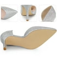 thumbnail image 3 of Unique Bargains Women's Glitter Pump Pointed Toe Slip-on Stiletto Heels Pumps, 3 of 6