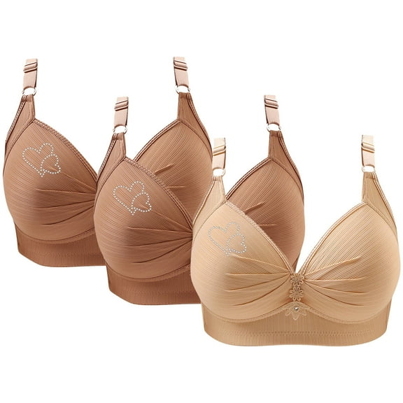 3 PC Womens Push Up Bras Full Coverage Plus Size Bras Bralettes No Underwire Everyday Bra Wireless High Support Sports Bras