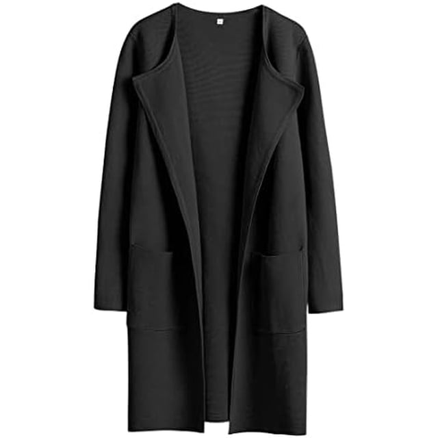 ANRABESS Cardigan en Tricot à devant Ouvert pour Femmes, Manches Longues, Col à Revers, Décontracté, Uni, Élégant, Veste Chandail