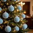 thumbnail image 3 of 12 Pcs Light Blue Velvet Flocked Christmas Balls, 2.4 Inch Christmas Tree Ornaments, Soft Hanging Xmas Ball Decorations for Tree, Home, Party and Holiday Decor, 3 of 8