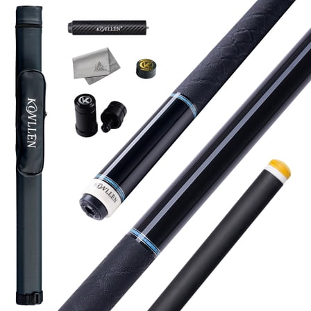 KONLLEN Carbon Fiber Pool Cue Stick with 11.8mm white Low Deflection Hand-Made Inlay Billiard Cue