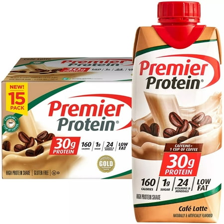 Premier Protein 30g High Protein Shake, Café Latte, 11 Fluid Ounce (Pack of 15)