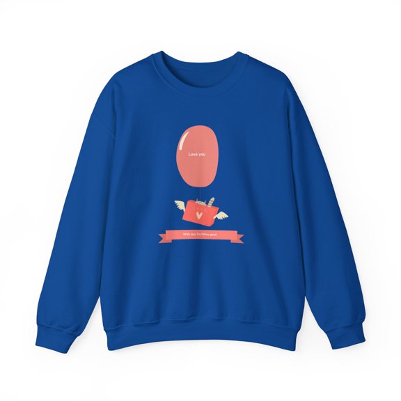 Cat Love Balloon Sweatshirt, Love Sweatshirt, Cat Sweatshirt, Valentine's Day Sweatshirt, 50/50 Cotton-Poly Animal Sweatshirt 129