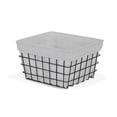 thumbnail image 2 of Homeroots 379833 Rectangular White Lined & Metal Wire Storage Basket, 2 of 2
