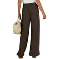 thumbnail image 5 of XFLWAM Women's Wide Leg Palazzo Pants Summer Belted High Waist Flowy Pants Casual Loose Business Trousers Beach Travel Vacation Clothes, 5 of 6