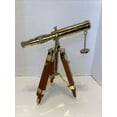 thumbnail image 2 of New Brass Telescope & Wooden Tripod Stand Maritime Nautical Polished Desk Decor, 2 of 3