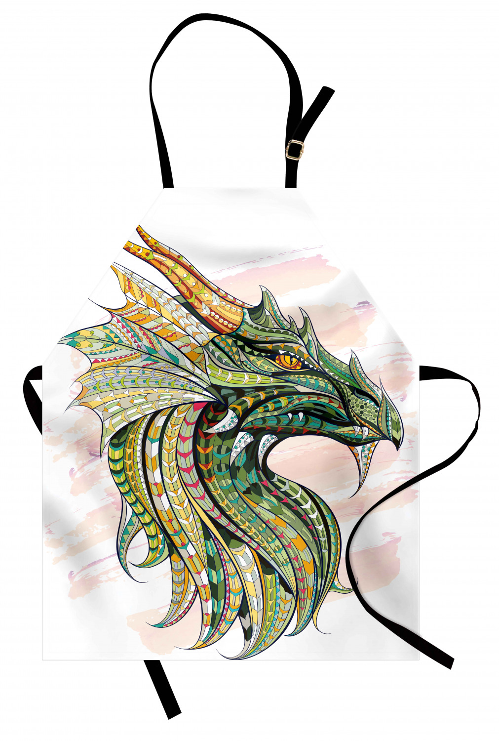 Celtic Apron Head of Legend Dragon with Ethnic African Ornate Effects