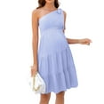 thumbnail image 2 of Yesfashion Women's Summer Tie One Shoulder A Line Flowy Mini Dresses Maternity Dress For Baby Shower, 2 of 4