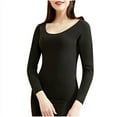 thumbnail image 2 of Womens Crewneck Thermal Pullover Comfy Warm Long Sleeve Shirts Fall Winter Casual Basic Underwear Tops New Casual Sleepwear Black XL, 2 of 3