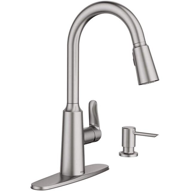 Grifo de Cocina Edwyn Spot Resist Moen con Cabezal Extraíble 1 Manija Acero Inoxidable Moen 87028SRS