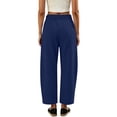 thumbnail image 3 of Barrel Pants For Women Elastic Waist Loose Fit Trouser Summer Casual Beach Vacation Lounge Pants With Pockets, 3 of 7