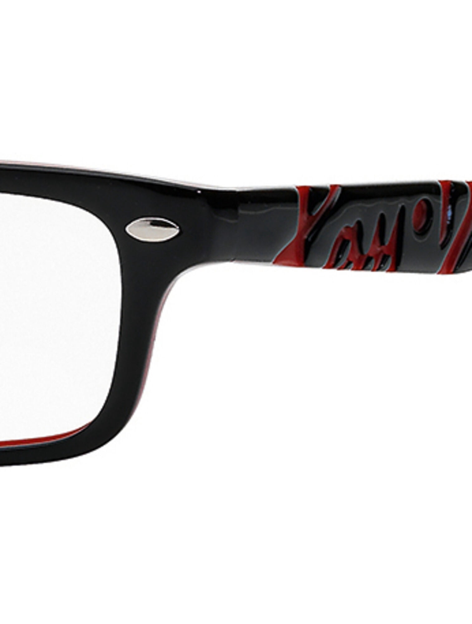 Ray-Ban Youth Size 48 0RY1535 Prescription Eyeglasses with Case, Black on Red/Demo Lens