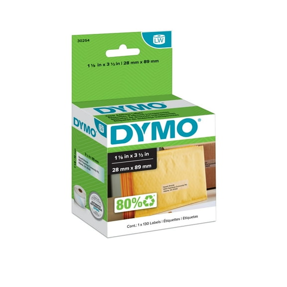 DYMO Authentic LW Clear Mailing Address Labels, DYMO Labels for LabelWriter Label Printers, 1-1/8" x 3-1/2", 1 Roll of 130