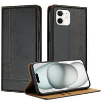 for iPhone 11 Slim Case with Card Holder, Premium PU Leather Wallet Case with Flip Card Slots Kickstand & Magnetic Closure for iPhone 11, Black