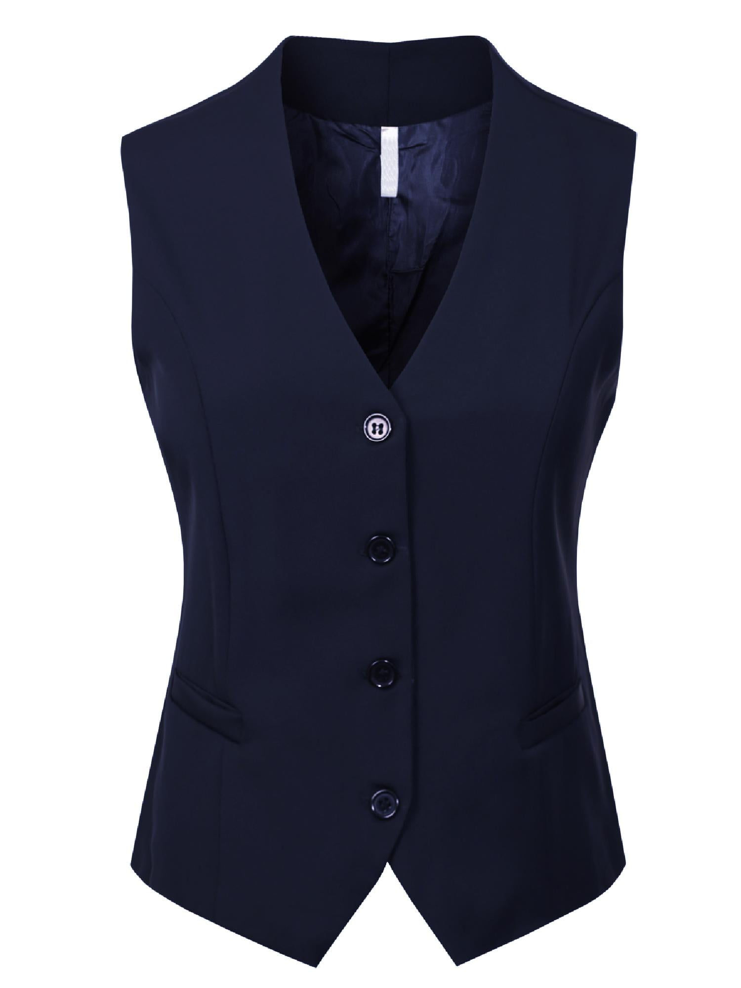 V VOCNI Women's Fully Lined 4 Button V-Neck Economy Dressy Suit Vest  Waistcoat : : Clothing, Shoes & Accessories