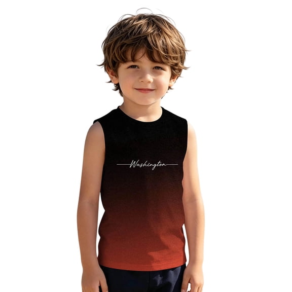 Wxolcjlv Boys Summer Baech Gradient Tank Top Casual Comfortable Swim T Shirt, Sizes 3-14