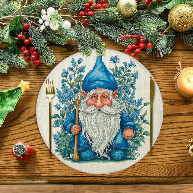 Manteles individuales de lino, adornos navideños, mantel individual navideño de 35 x 35 cm, mantel de invierno con aislamiento térmico y resistente a la suciedad, apto para fiestas, cocinas, restauran