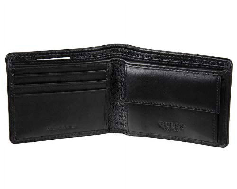 GetUSCart- Guess Men's Leather Slim Bifold Wallet, Charcoal/Black