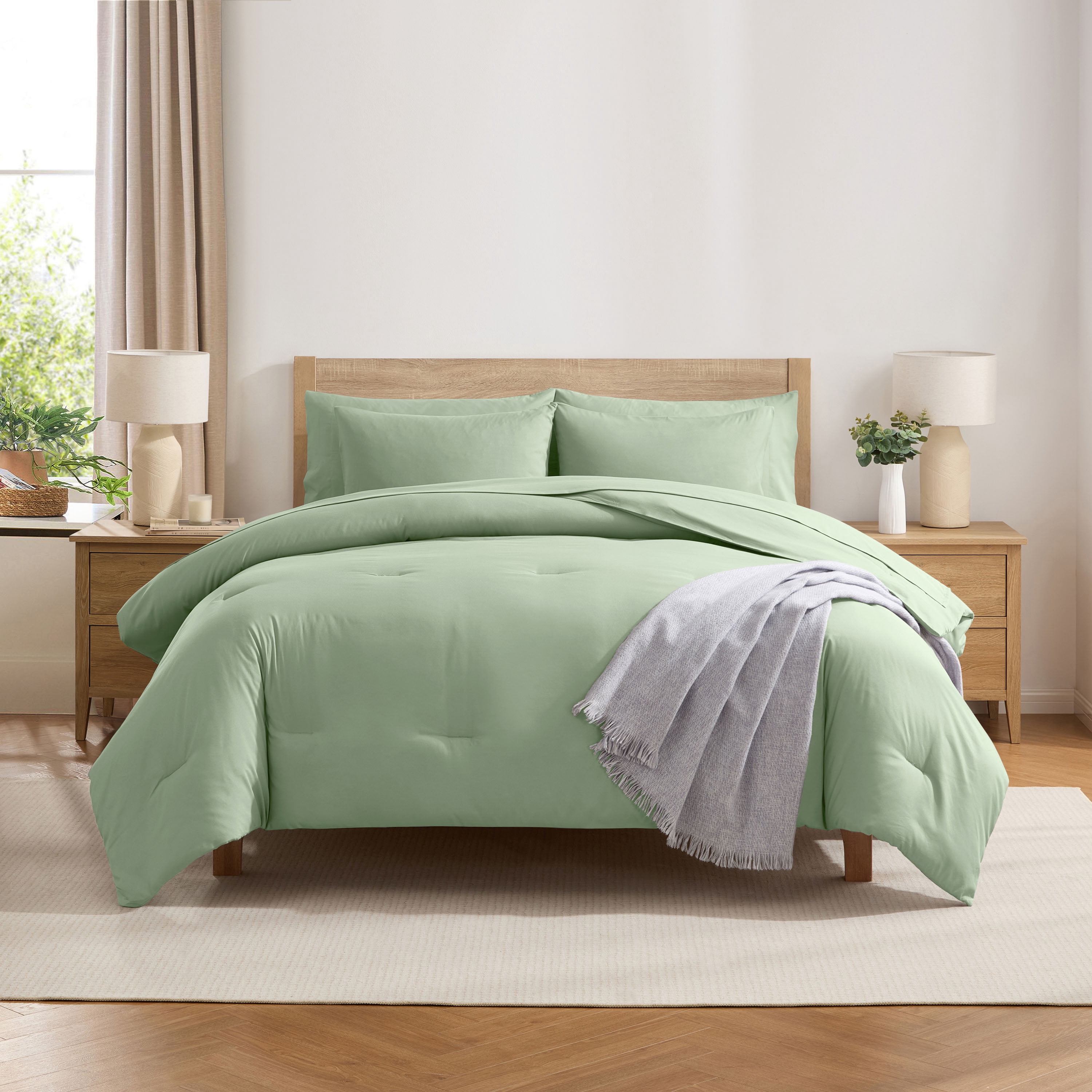 LammaLoe Full Comforter Set, 7 Piece Bed in a Bag, Ultra Soft Bedding Comforter Set with Sheets, All Season Bed Set, Sage Green