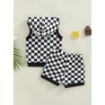 thumbnail image 4 of Arvbitana Baby Girl Boys Checkerboard Print Outfits Sleeveless Hooded Vest  Tops + Drawstring Short Pants Summer Casual Shorts Sportswear 2Pcs 0-3T, 4 of 8