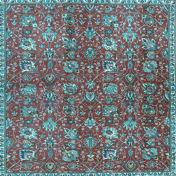 Ahgly Company Indoor Square Persian Light Blue Traditional Area Rugs, 4' Square