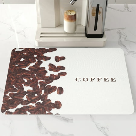 

Coffee Mat Hide Stain Absorbent Coffee Pad Quick Drying Mat Waterproof Rubber Backed Dish Drying Mat Coffee Decorative Coffee Mat for Kitchen Counter Coffee Bar