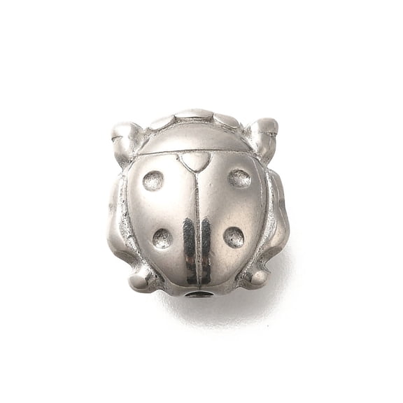 Anti-304 Stainless Steel Beads Ladybug Stainless Steel Color 12.5x12x6.5mm Hole: 1.8mm